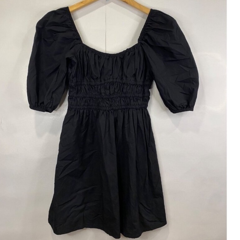 Faithfull the Brand Black Puff Sleeve dress